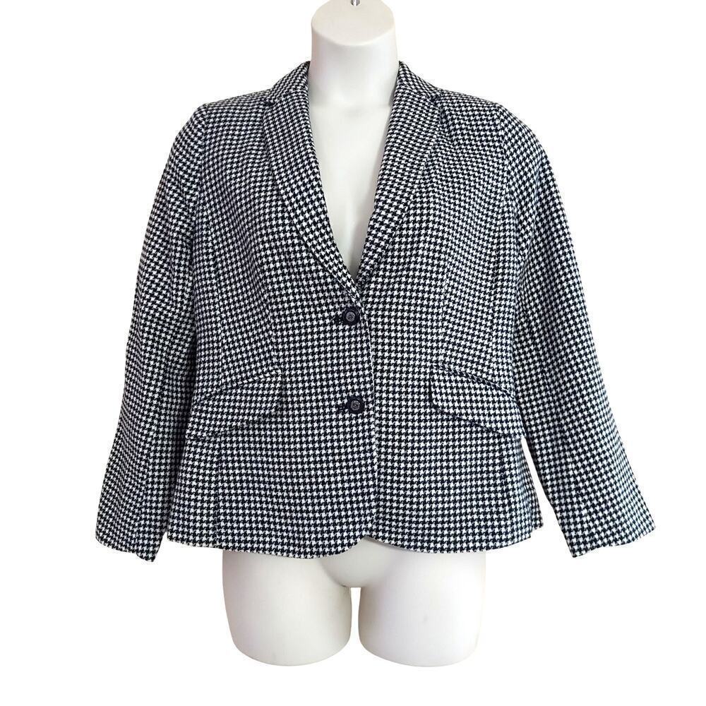 Charter Club Women's Wool Blend Houndstooth Business Wear Jacket Blazer